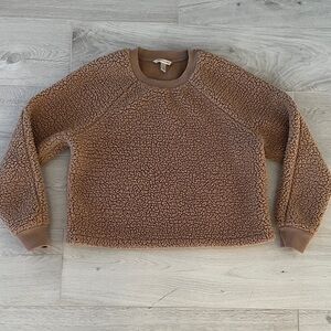 Banana Republic Cozy Tan Sherpa Cropped Top - Teddy Fabric